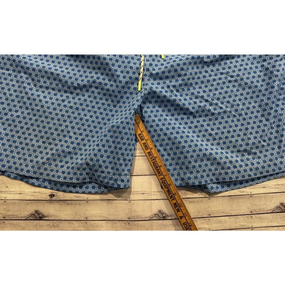 Psycho Bunny Swim Trunk Short Sz 5XL Blue Geometric Pattern Drawstring Lined